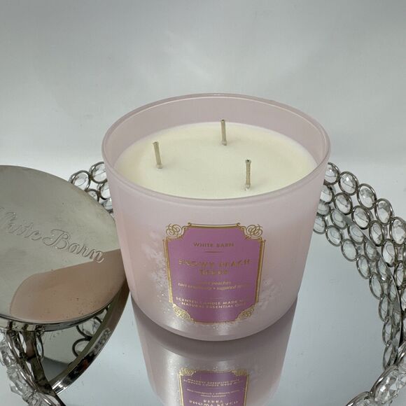 Bath & Body Works Snowy Peach Berry 3-Wick 14.5oz Candle ~ New Discontinued HTF - Picture 2 of 4